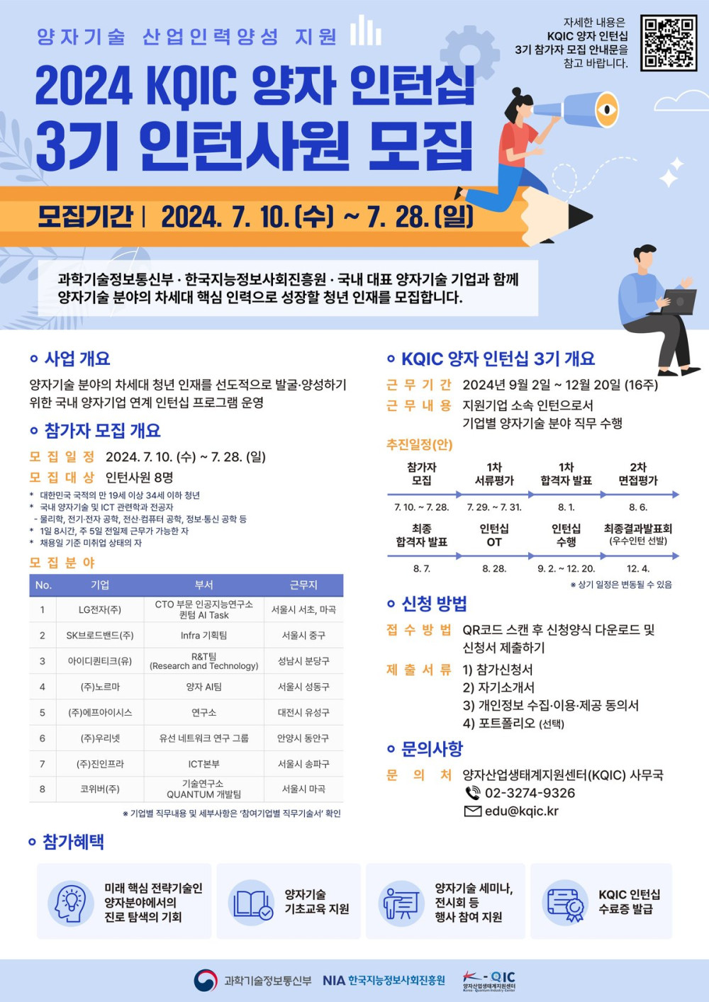 2024 KQIC 양자 인턴십 3기_참가자 모집 포스터